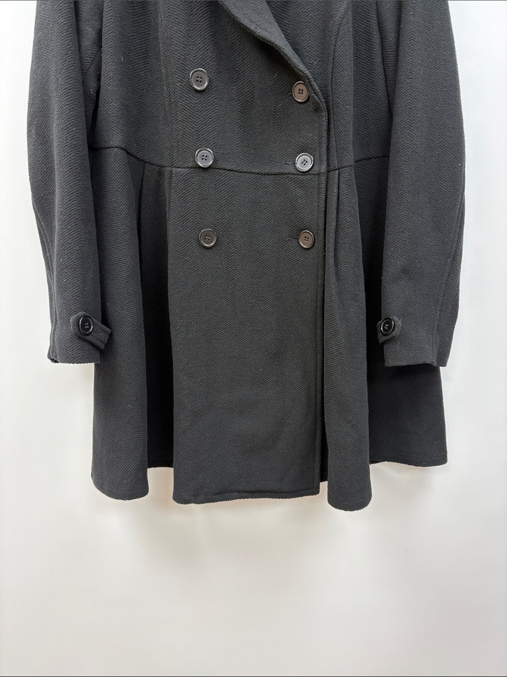 Torrid Double Breasted Military Trench Coat Black Preppy Winter Jacket Black 1X - Picture 3 of 7